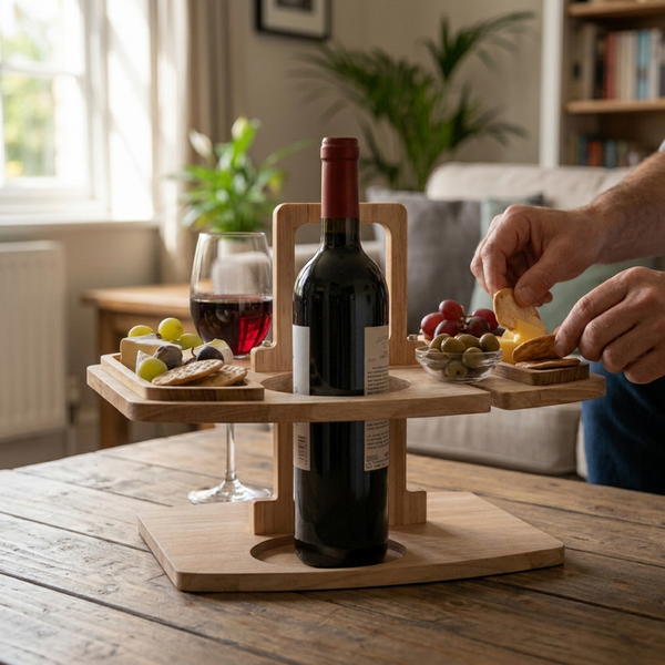 VINEREST – Wooden Picnic Wine Table with Divided Compartments