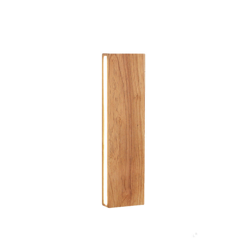 Hardwired LED Wall Sconce with Rotating Wood Frame and Acrylic Diffuser for Hallway, Bedroom, Living Room