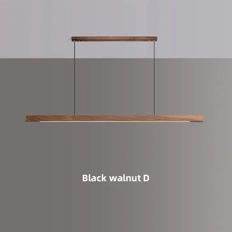LED Wood Dining Room Fixture 47-Inch Linear Hanging Light Adjustable Height Island Chandelier Natural Pine Kitchen Suspended Lighting Modern
