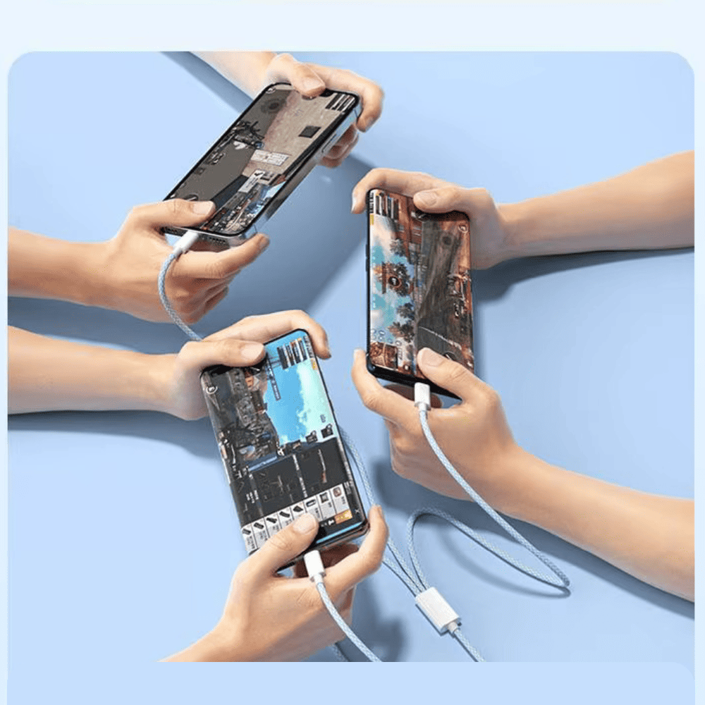 Multi-Device Fast Charging Cable USB-C to Lightning Micro-USB for iPhone Samsung Google Pixel Android Quick Power Adapter Cord 100W Data