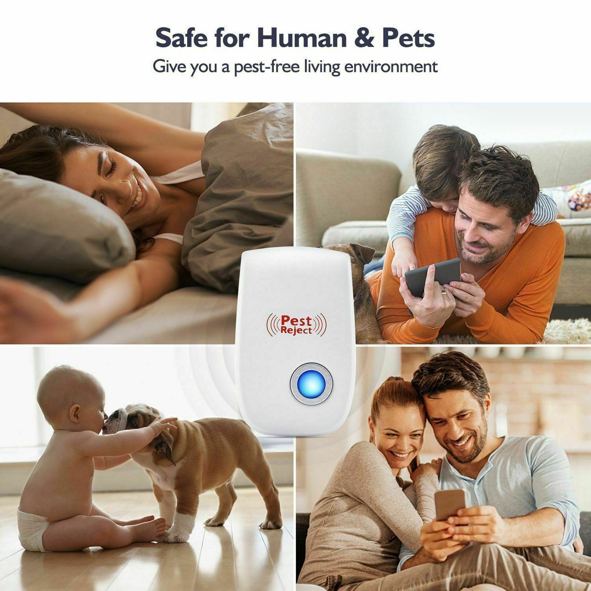 Electronic Pest Deterrent Device – Sonic Wave Technology for Rodents & Insects – Covers Up to 800 sq ft Indoors & Outdoors – Safe for Kids