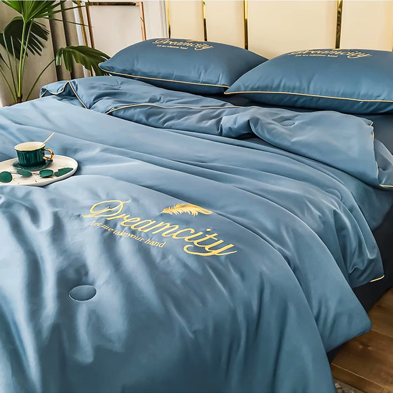 Ortekor Elegant Bedding Set | Cooling Silk Summer Quilt with Soft Filling | Lightweight Comfort for Restful Sleep