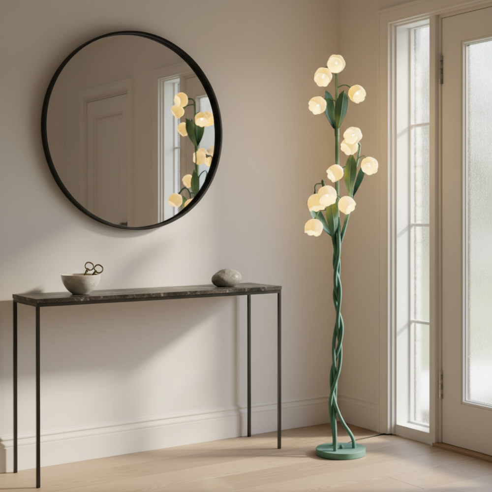 Elegant Orchid | Modern Floor Lamp with USB Charging & Foot Switch | Stylish Illumination for Living Room or Bedroom