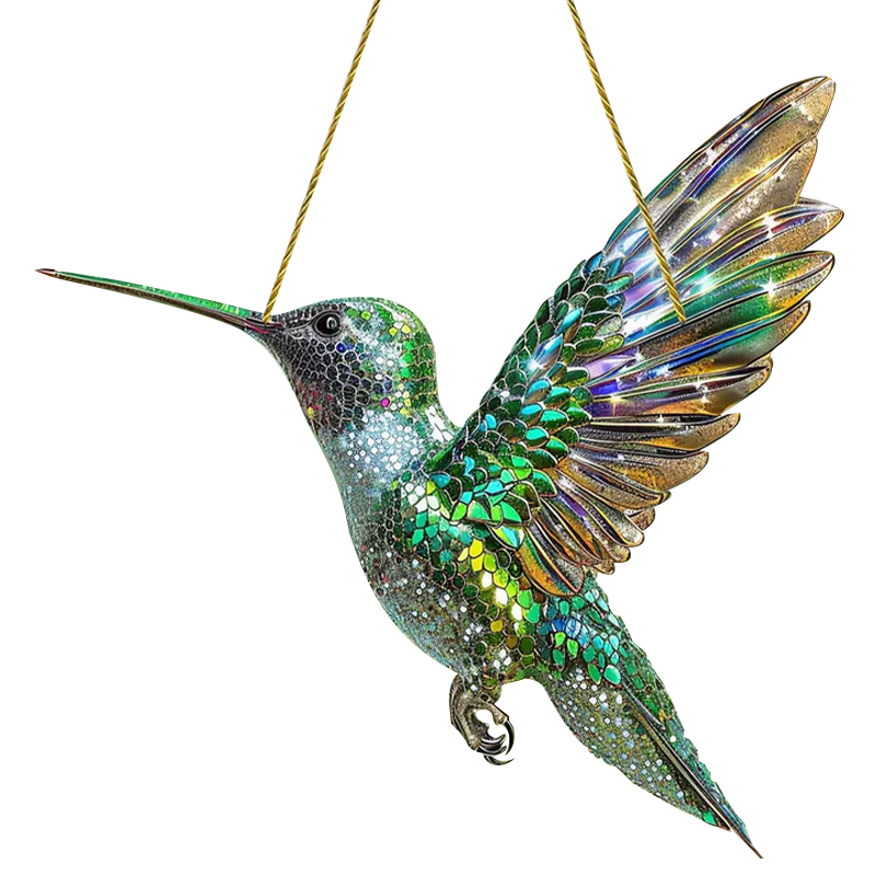 Acrylic Hummingbird Window Suncatcher Panel – Hanging Stained Glass Garden Ornament for Windows, Porch, Yard Decoration – Bird Lover Gift