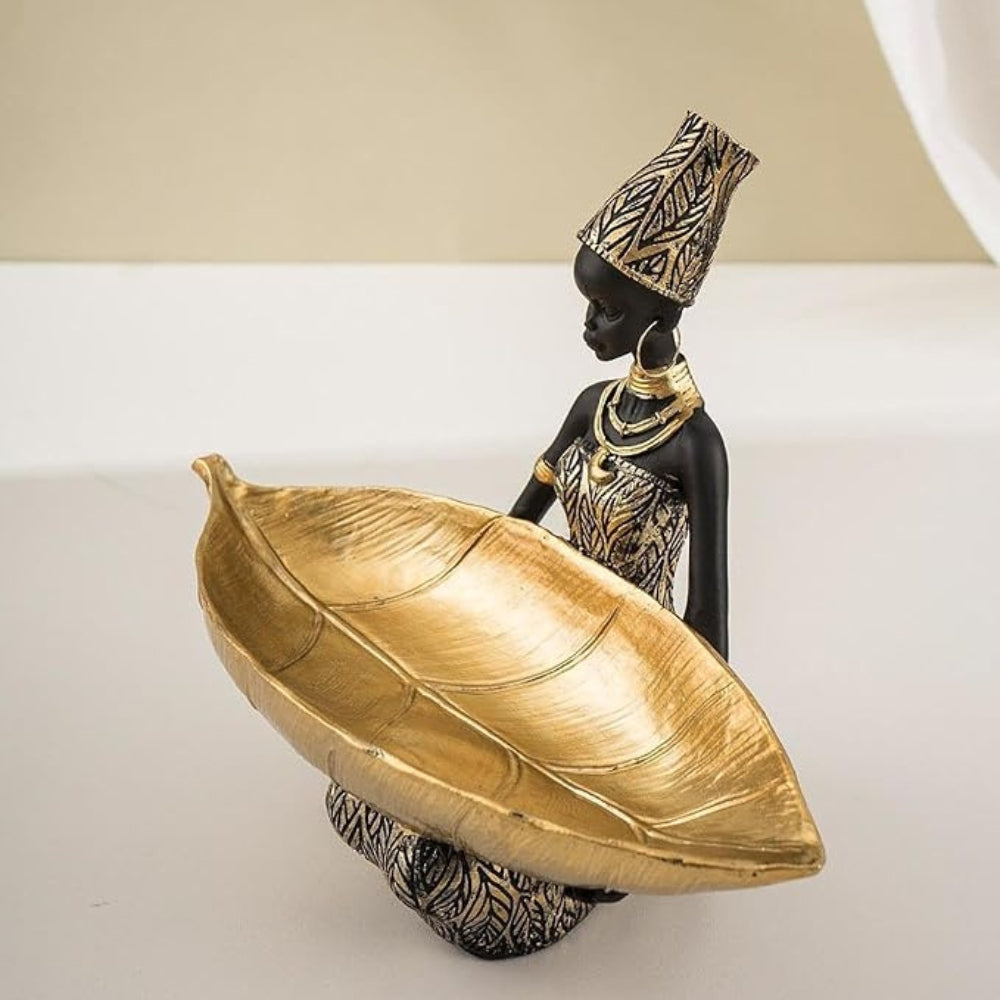 Elysia Jewelry Organizer Stand - Durable Resin, Elegant Black Female Figure