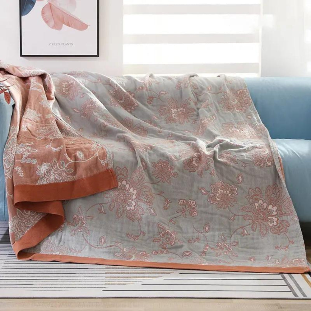 Flora Cooling Blanket - Lightweight Cotton, Breathable Floral Design