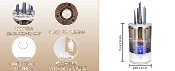 Ortekor Electric Makeup Brush Cleaner with Sonic Vibration | Deep Cleaning for Flawless Skin