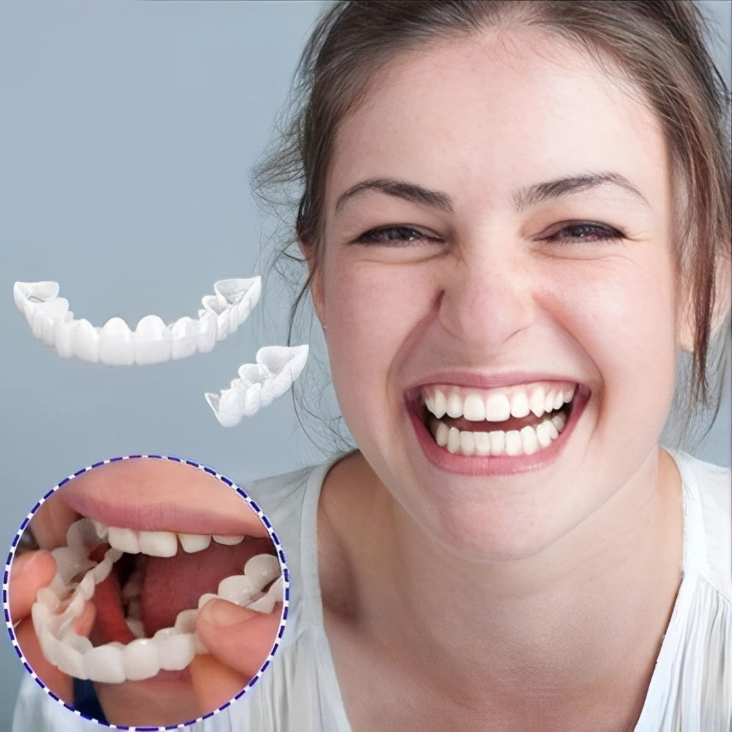 Cosmetic Tooth Covers Upper & Lower Set Instant Snap-On Dental Overlay for Natural Looking Smile Confidence Booster Reusable Teeth Caps