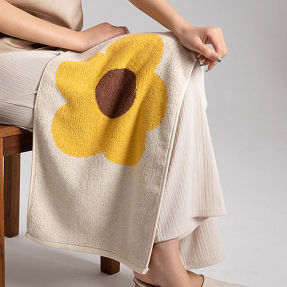 Celia Bath Towel - Cotton, Vibrant Sunflower Print