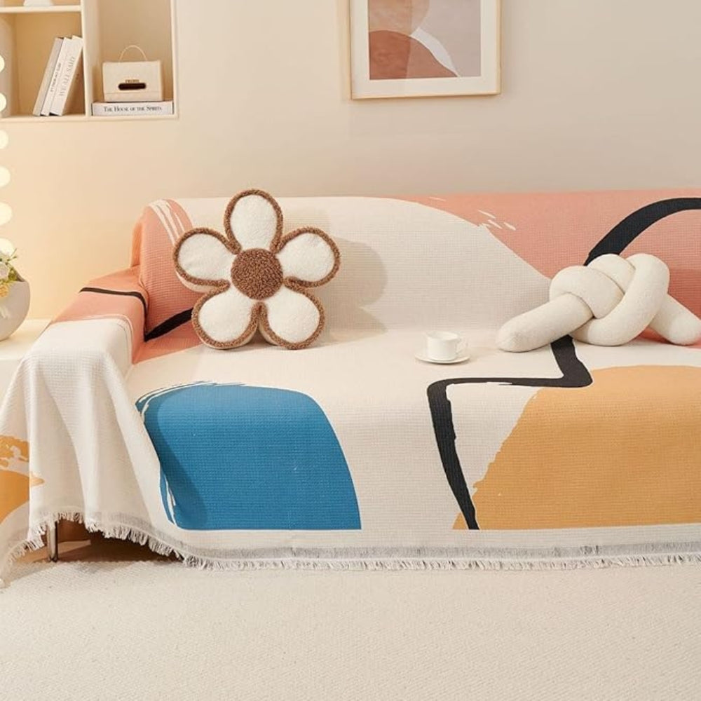 Lunnaa Sofa Cover - Cotton-Microfiber Blend, Pet-Friendly Abstract Design