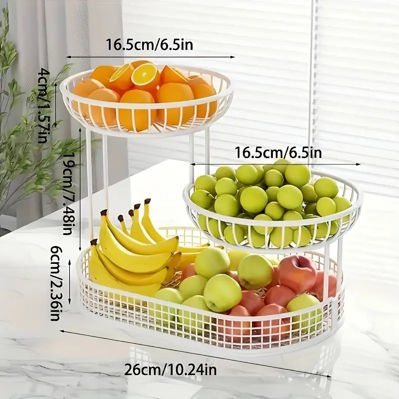 Three-Tier Countertop Organizer Stand Metal 10×9×6.5 Inches Gold Produce Holder Display Rack for Kitchen Dining Room Snacks Appetizers Pastr