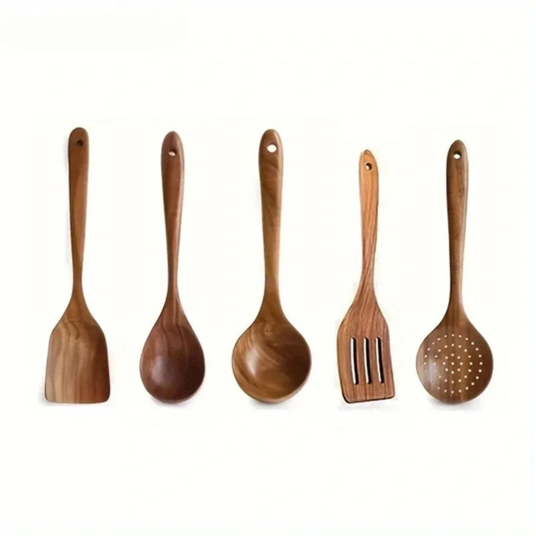 Solid Walnut Wooden Cooking Spoon for Nonstick Cookware – Safe Stirring, Flipping & Serving Utensil for Everyday Kitchen Use