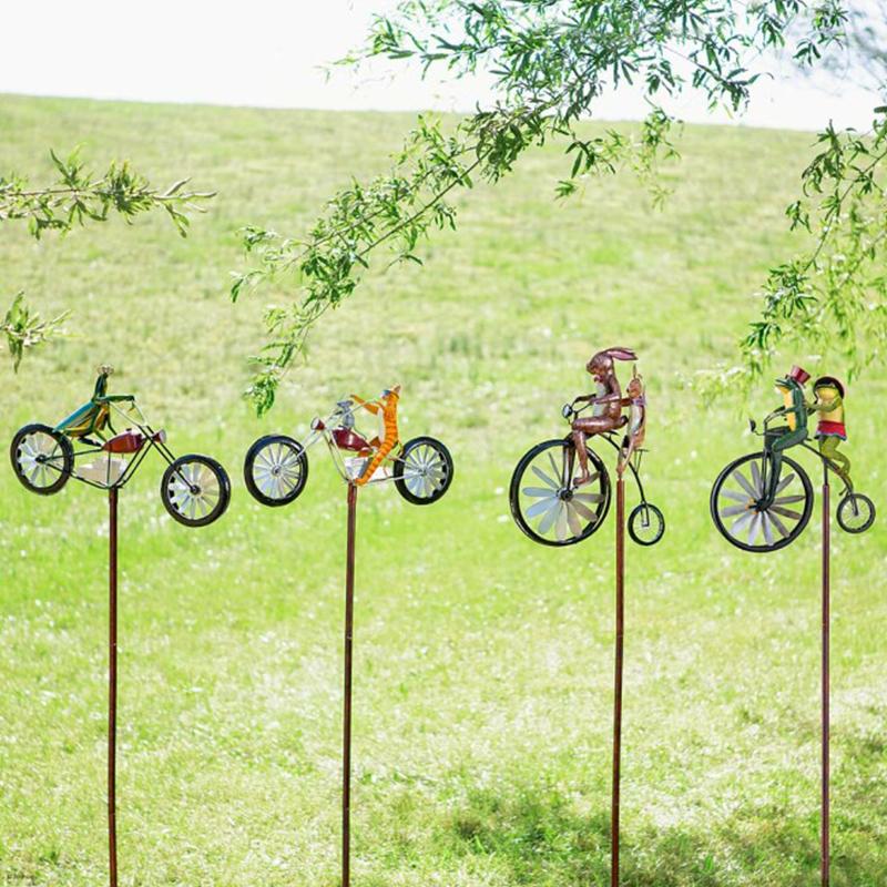 Whimsical Animal Bicycle Windmill with Spinning Wheel | Unique Garden Decor for Playful Outdoor Spaces