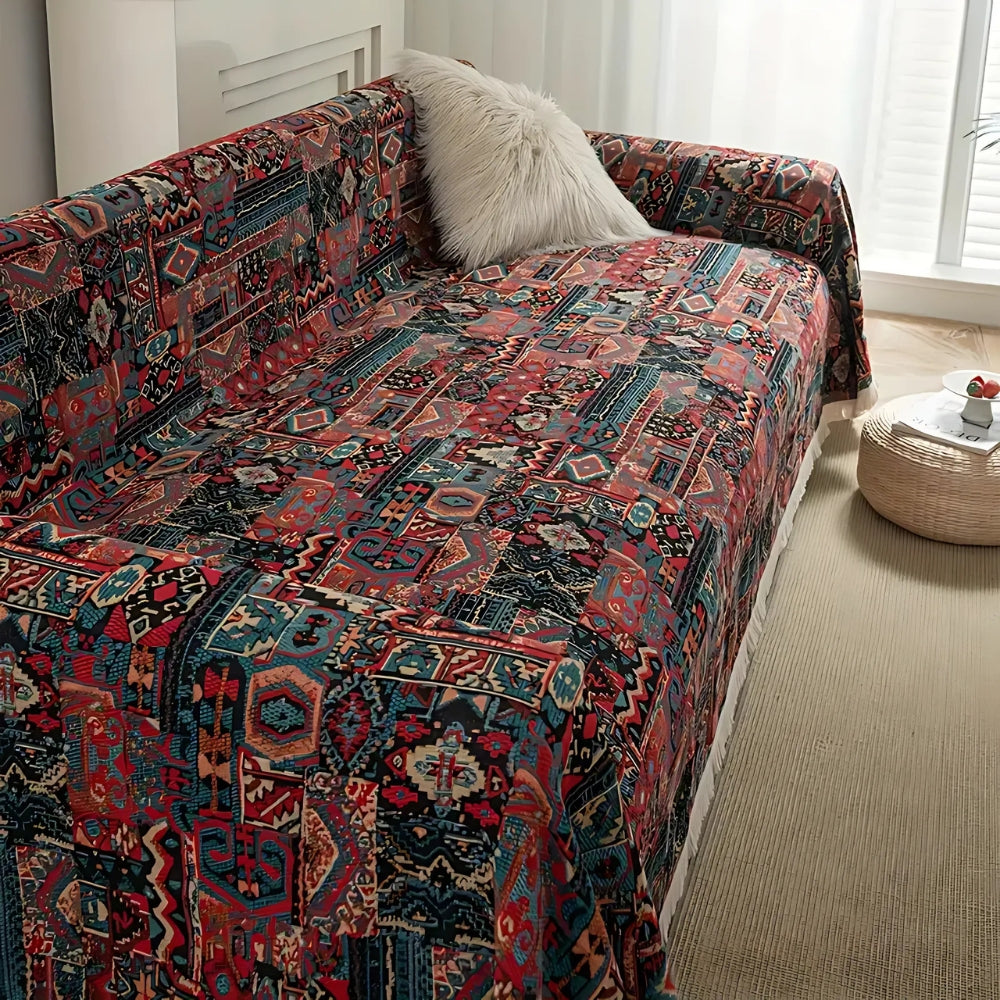 Cascadia Sofa Cover - Geometric Chenille, Vintage Charm