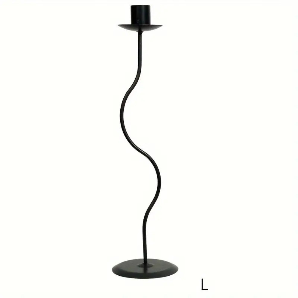 Sable Wavy Candle Holder - Iron, Sculpted Design, Tabletop Decor