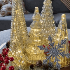 Ortekor Glowing Christmas Tree Set | Elegant Holiday Decor with Timer & Amber Lights for Cozy Ambiance