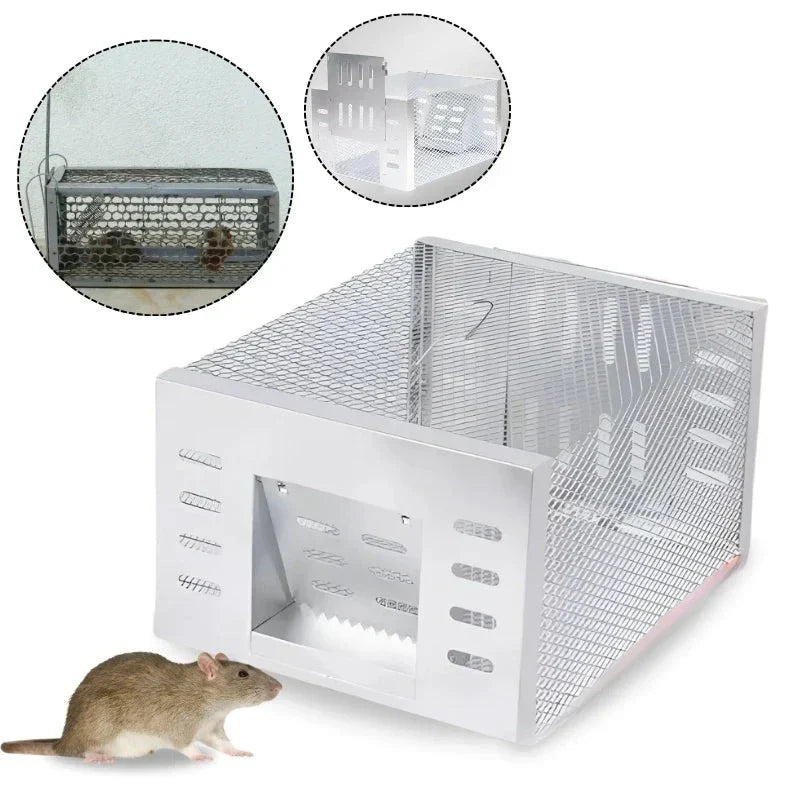 Continuous-Catch Rodent Cage Trap for Mice & Rats – Galvanized Steel Wire Mesh, Self-Resetting Entry Door, Multi-Capture Design for