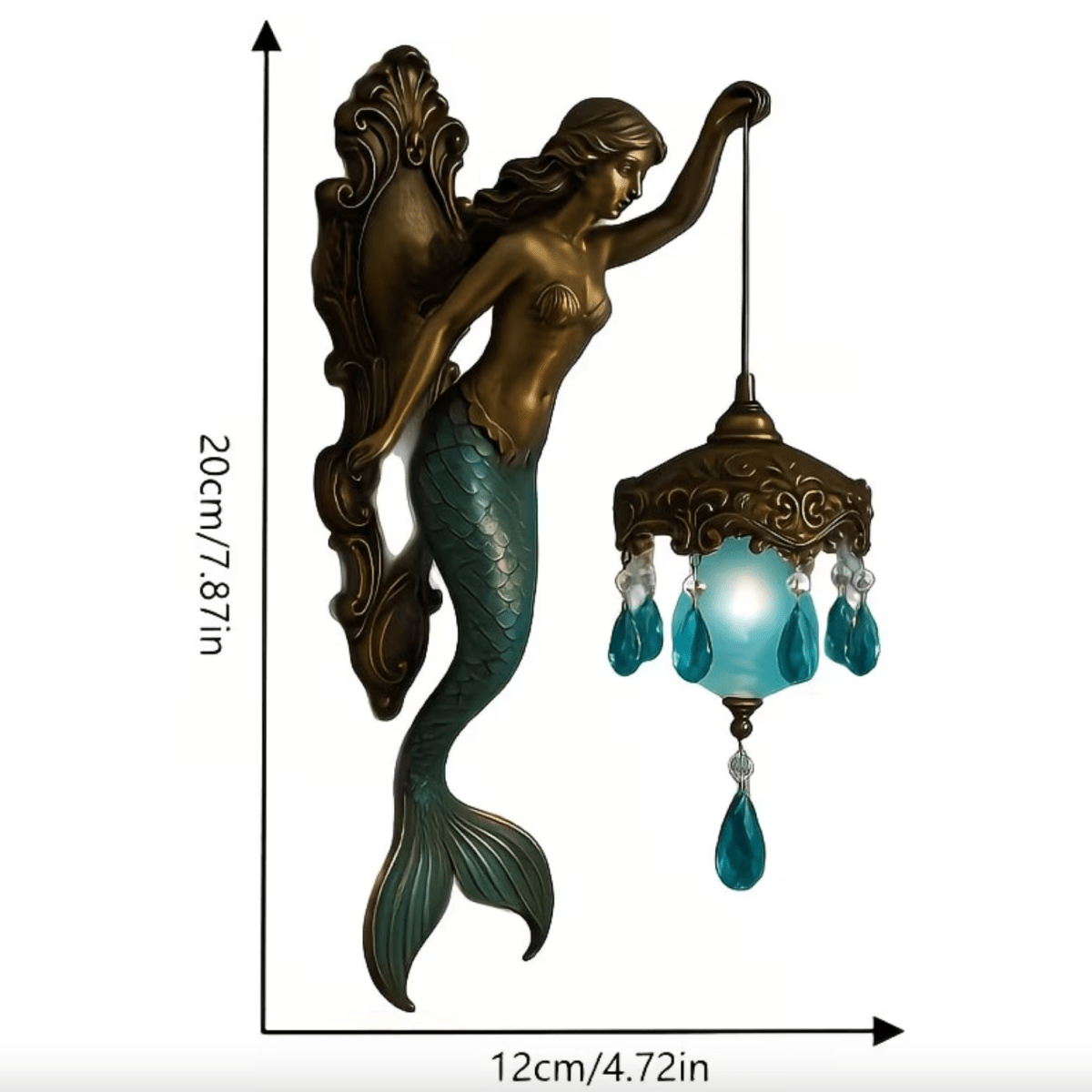 Crystal Pendant Wall Light in Mermaid Design