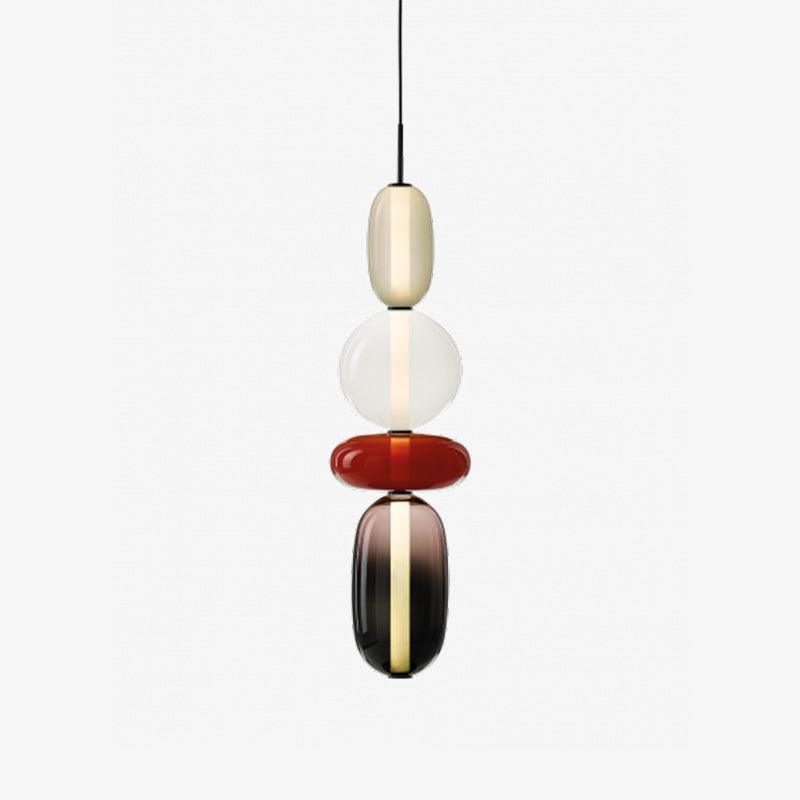 Stacked Glass Orb Hanging Light Fixture for Dining Room Kitchen Island Multi-Color Tinted Ceiling Pendant 30 Inch Height Adjustable Modern A