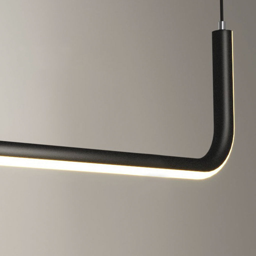 Linear LED Ceiling Light Fixture Dimmable Black Gold Modern Hanging Lamp for Kitchen Island Dining Room Living Room Bedroom Adjustable Heigh