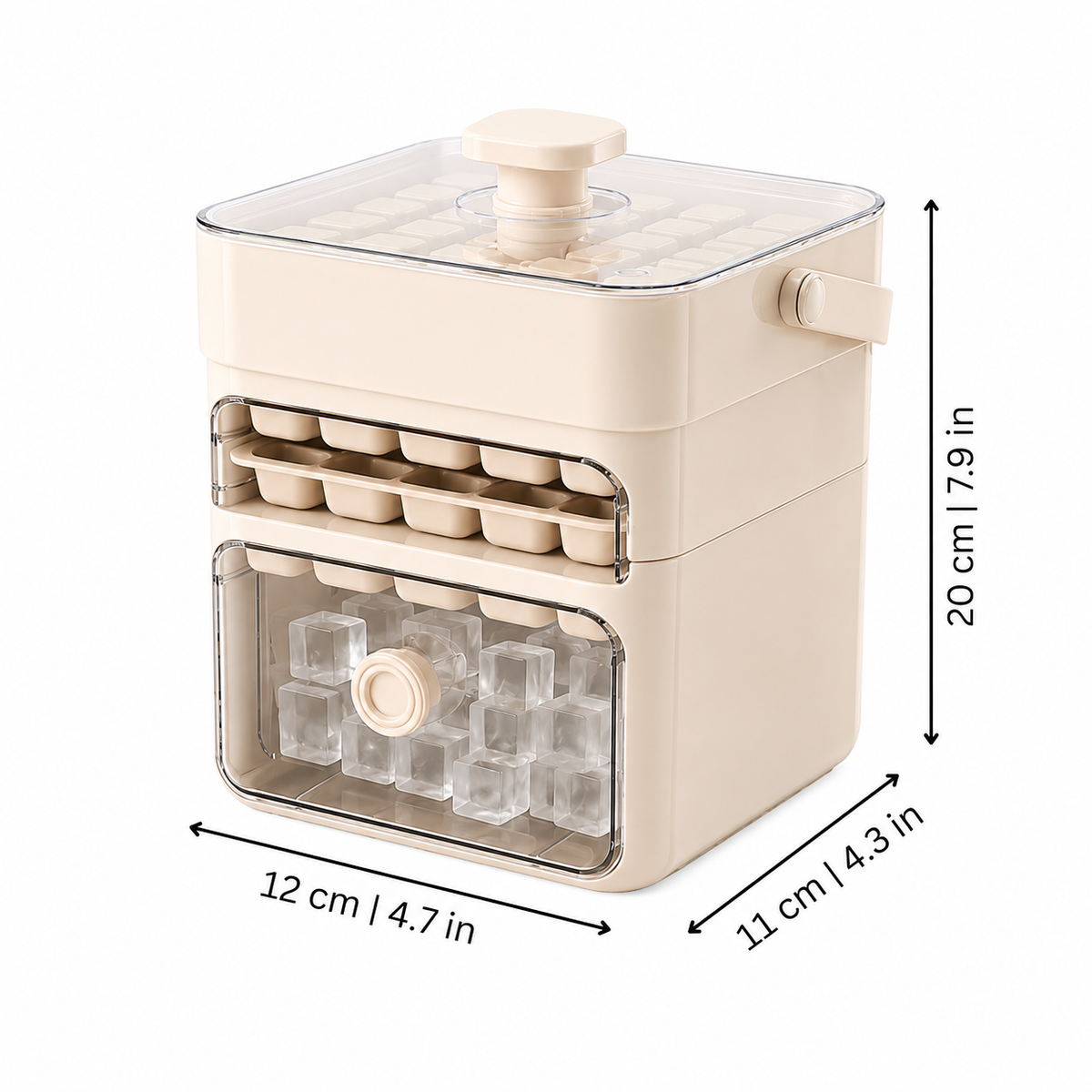 Ice Cube Tray with Lid & Storage Bin – Stackable Freezer Container for Fresh Cubes, Odor-Free Refrigerator Organization, Easy Release
