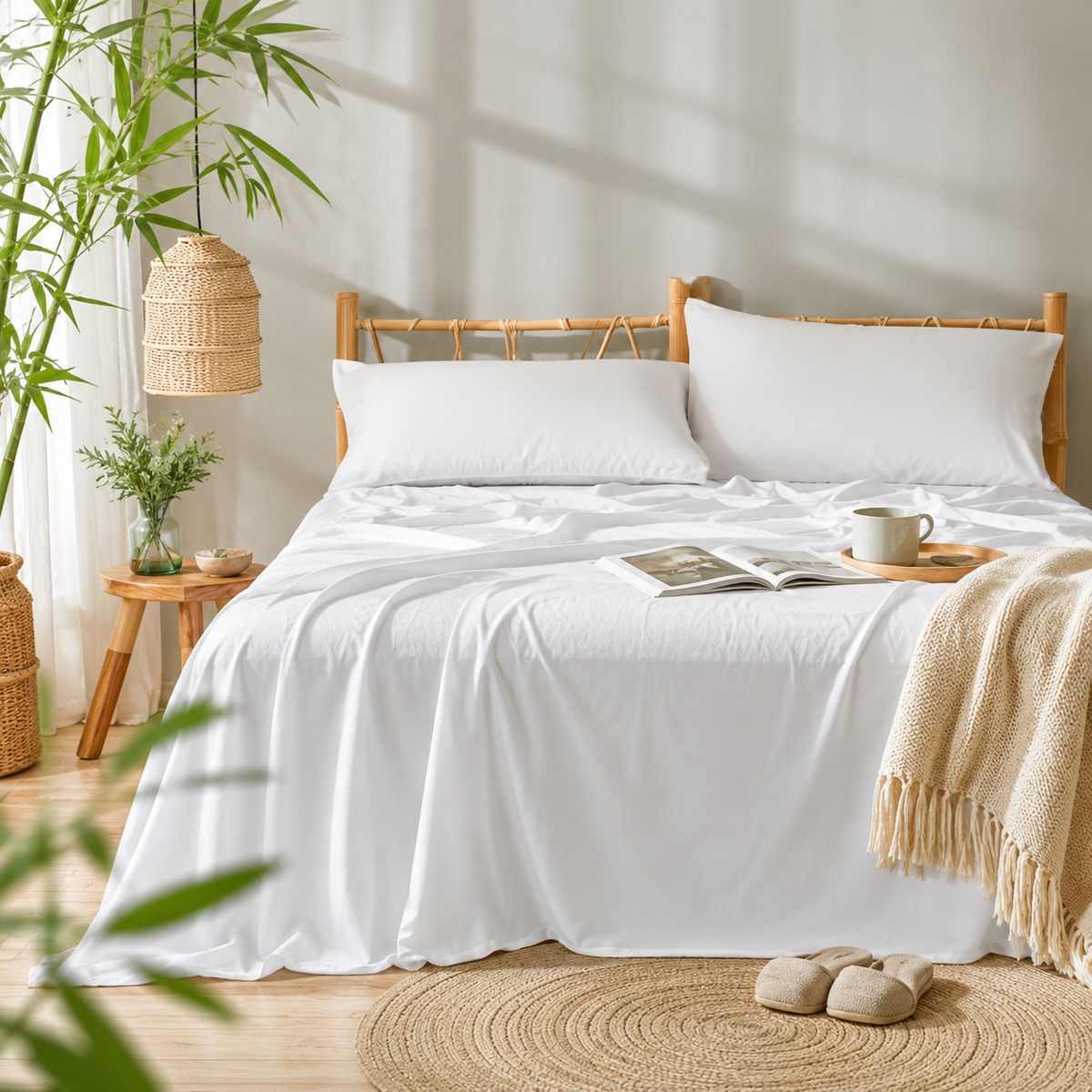 Bamboo Collection | Cooling Bed Sheets Set with Silky Soft Fabric | Breathable & Wrinkle-Resistant for All-Season Comfort