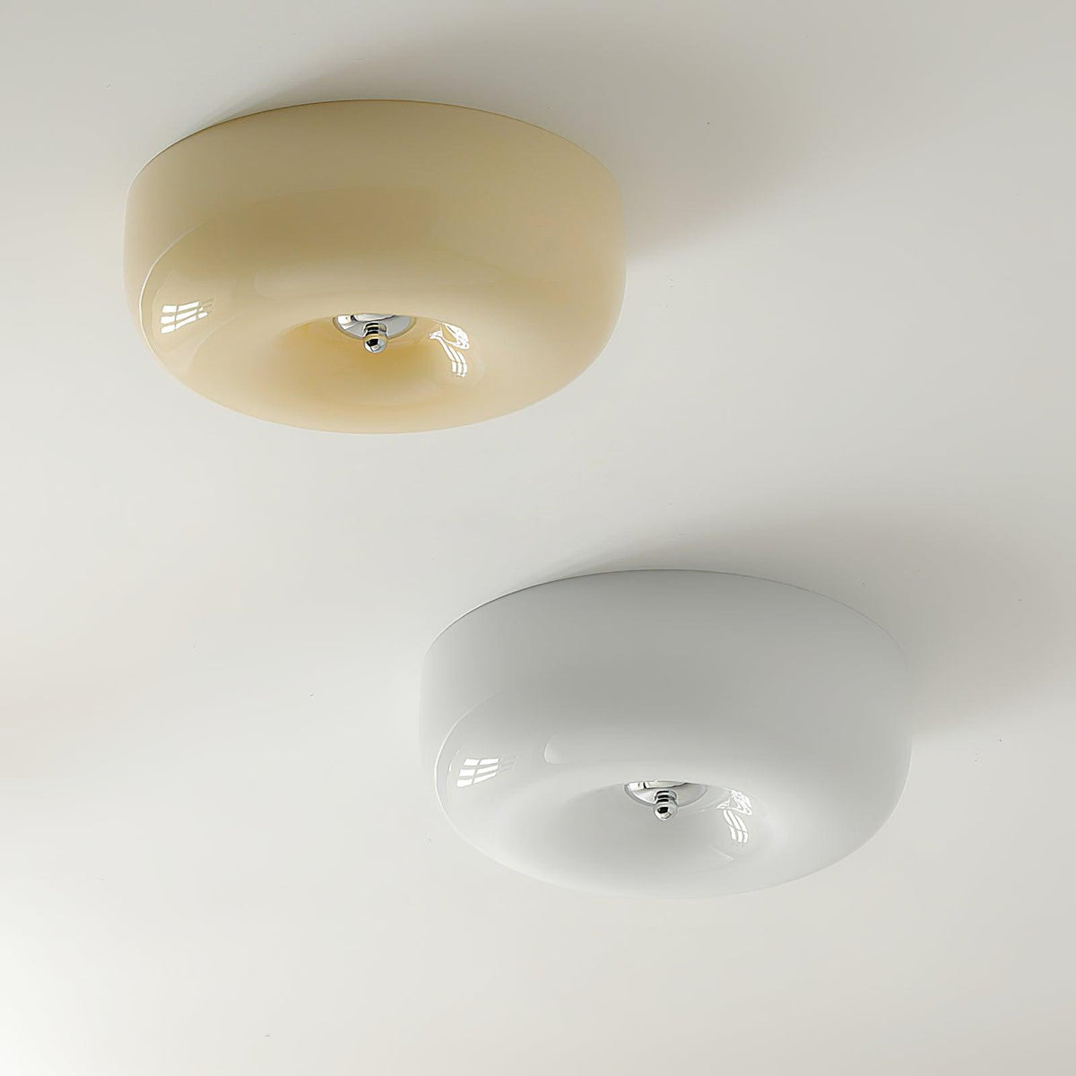 Round Glass Flush Mount LED Light Fixture – Adjustable 3000K/4000K/6000K Integrated Overhead Lighting for Bedrooms, Hallways & Low-Ceiling L