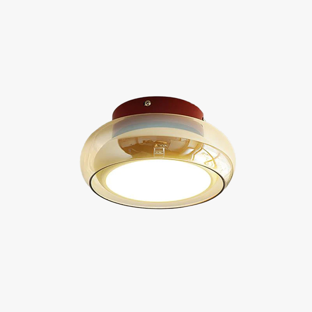 Glass Flush Mount Light with Tri-Color Switching for Up to 323 sq ft Spaces Cherry Amber Indoor Fixture for Bedroom Living Room Dining Area