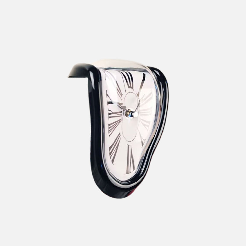 Dali Melting Clock – Surreal Art Timepiece in Gold, Silver, White, and Black