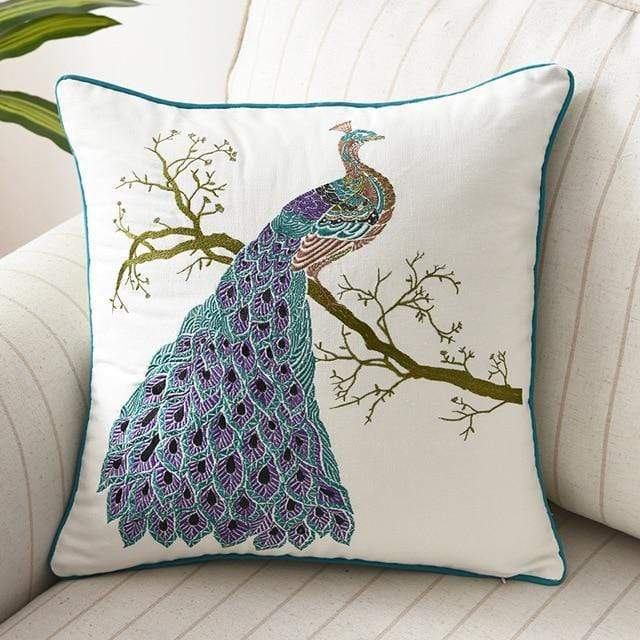 Decorative Cushion Cover with Traditional Embroidery – Country Style 17.72 × 17.72 inch