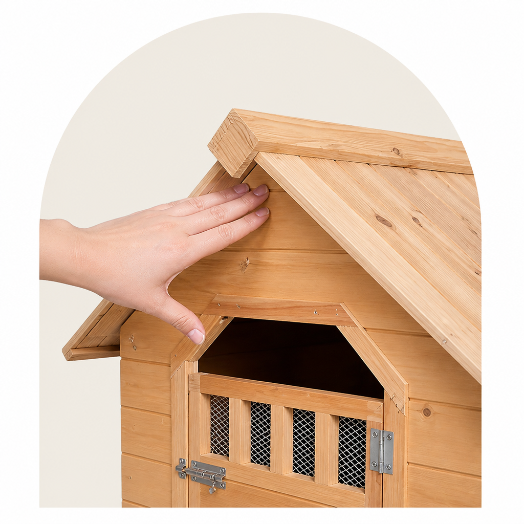 Ortekor Cedar Wood & Rainproof Pet House (Indoor/Outdoor)