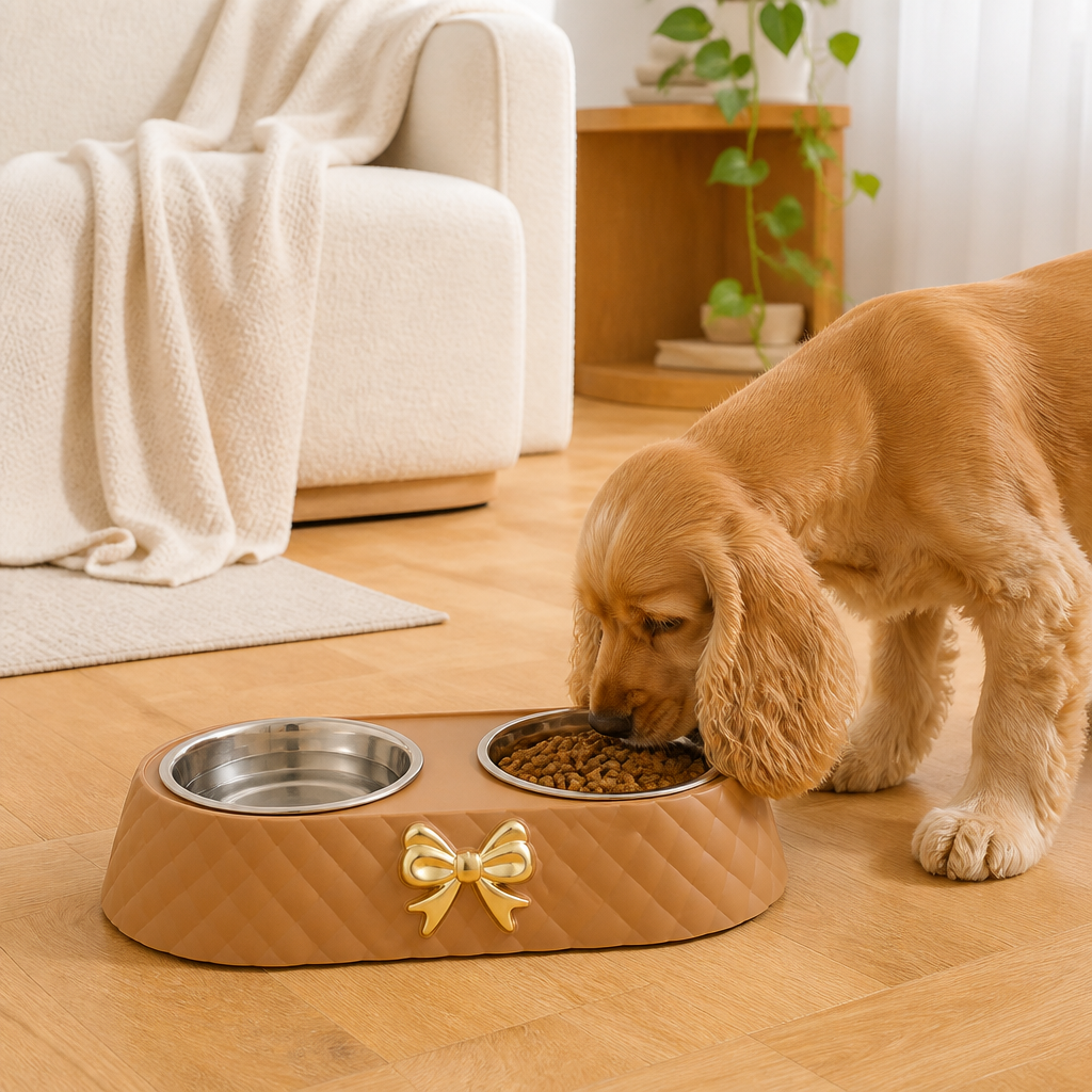 Ortekor Double Stainless Steel & Non-Slip Feeding Bowl