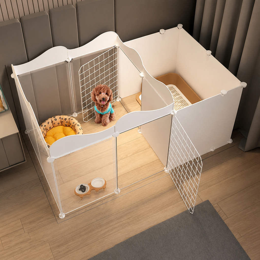 Ortekor Integrated Toilet & Modular Dog Playpen (Removable Toilet Tray)