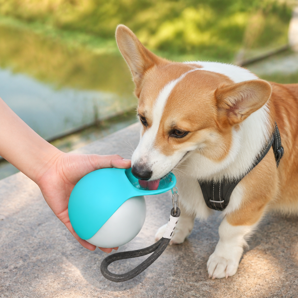 Ortekor Leak-Proof Stainless Steel Dog Water Bottle (Removable Bowl)