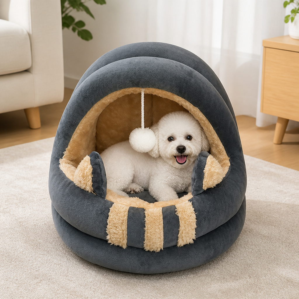 Ortekor Plush Arctic Velvet & Insulated Cat Cave Bed