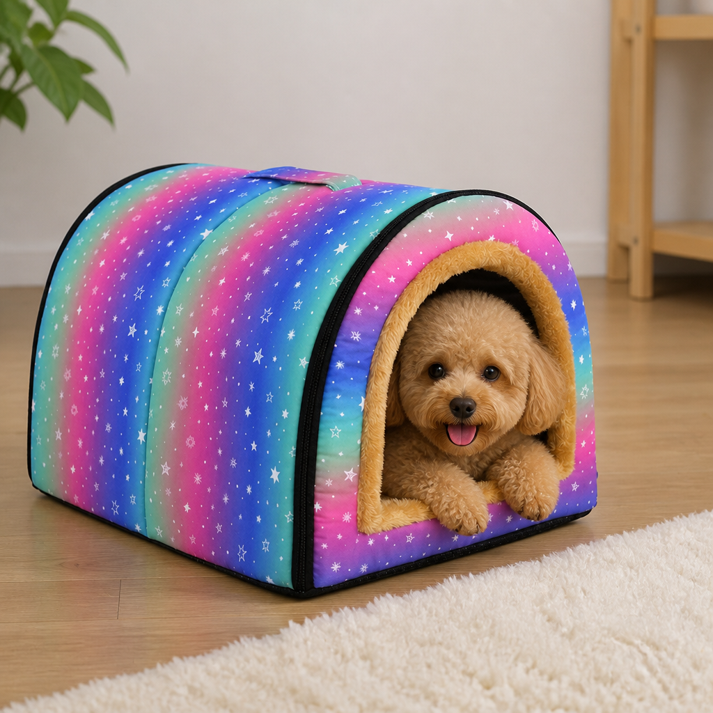 Ortekor Plush Insulated Half-Closed Dog Bed (Machine Washable Cover)