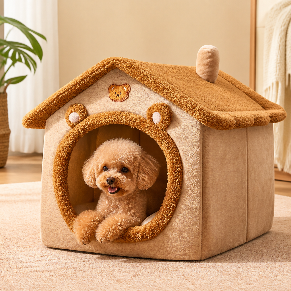Ortekor Plush & Insulated Pet Cave Bed (Removable Cushion)