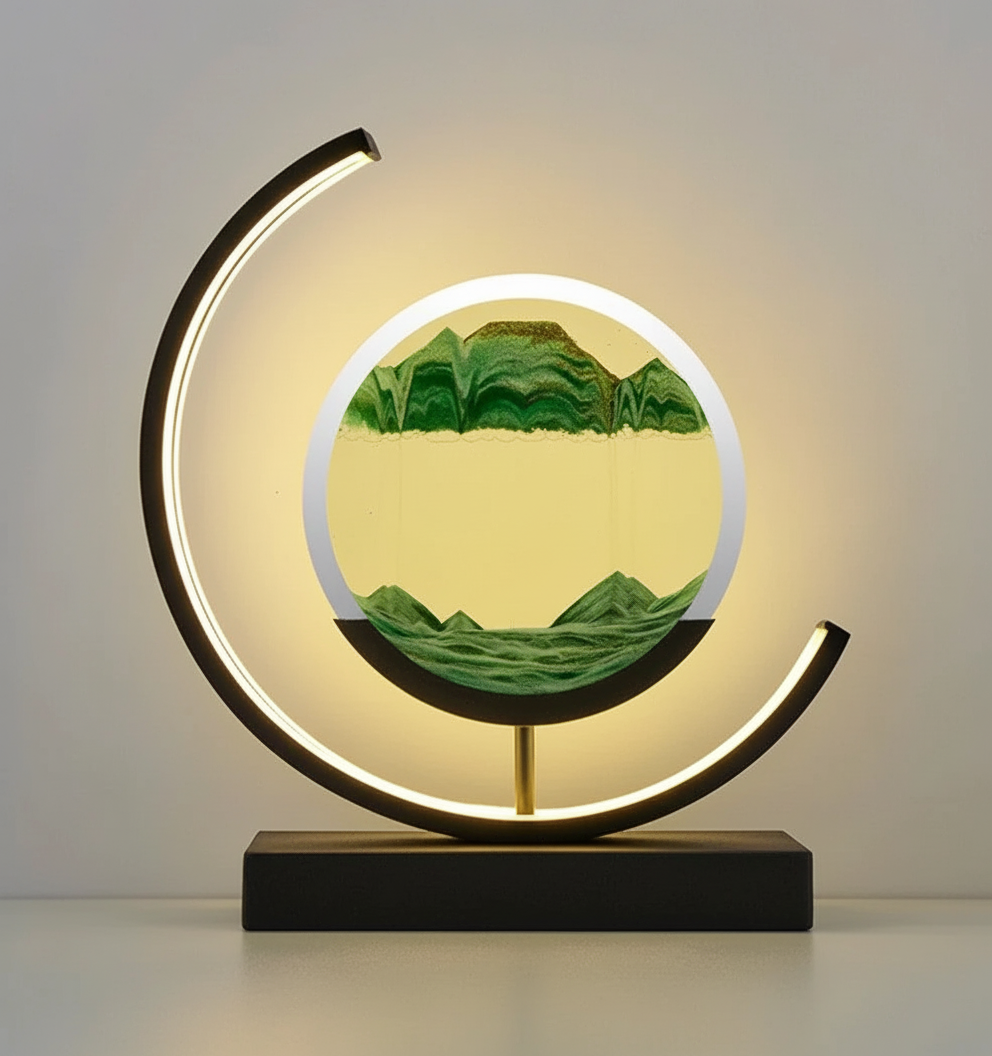 Ortekor Table Lamp with Calming Glow & Unique Sand Design | Bedroom Lamps for Tranquil Spaces