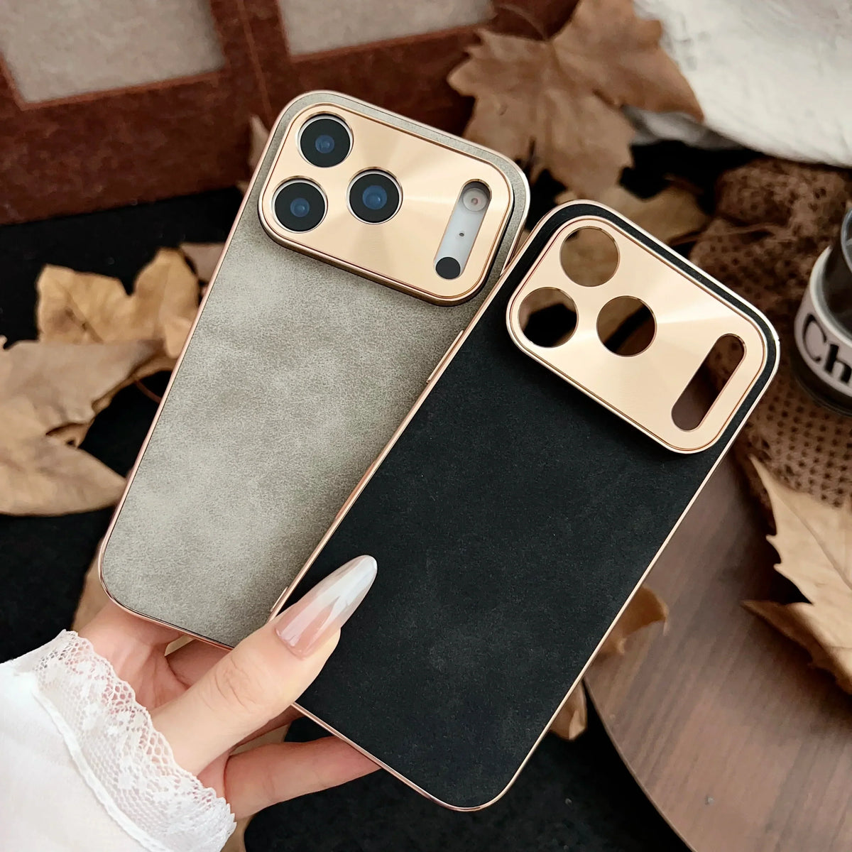Protective iPhone Case with Luxe Metallic Frame & Textured Back for iPhone 13-17 Series