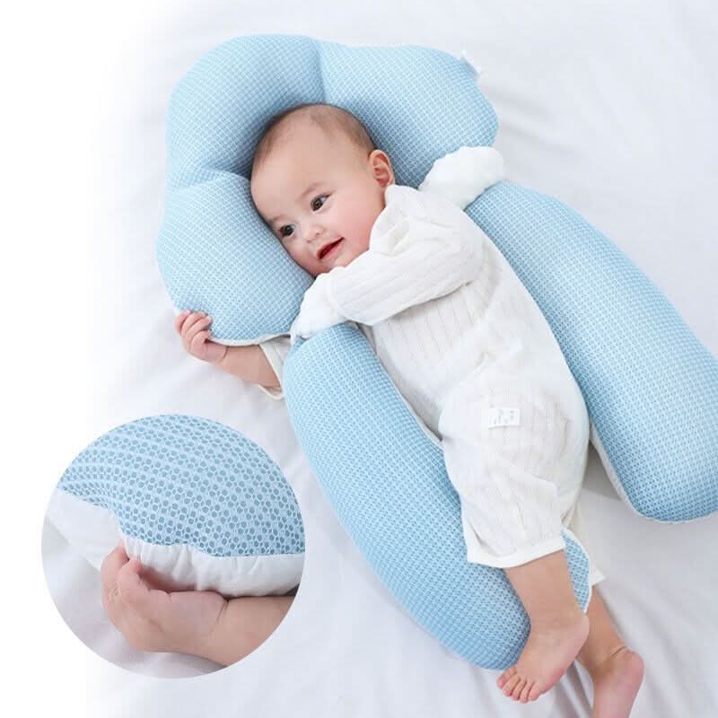 Infant Head Support Cushion with Airflow Foam Core, Reversible Dual-Sided Cover, Washable Sleep Positioner for Newborns 0-12 Months