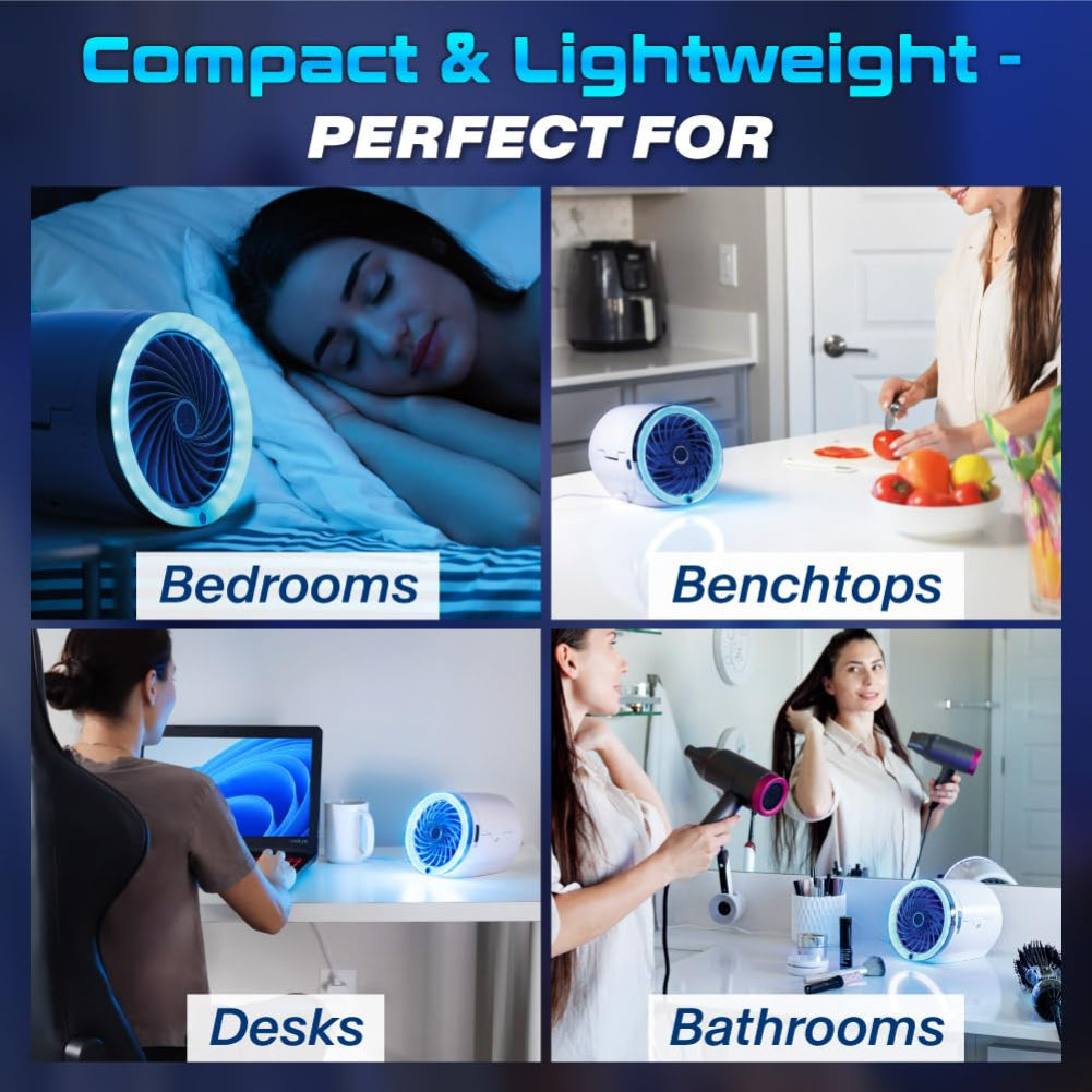 Personal Cooling Fan | Portable Evaporative Cooler with Ice Pack & 3 Speed Settings | Compact Design for Desk and Travel