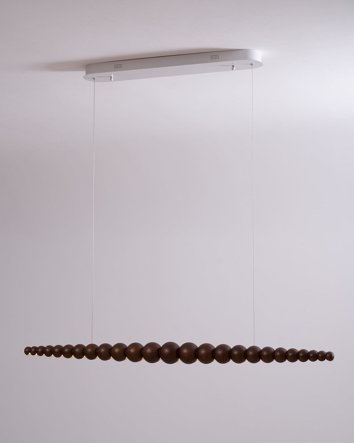 Hanging LED Fixture 46 in Metal Wood Acrylic Globe Pendant 3000K Contemporary Ceiling Light for Kitchen Island Dining Table