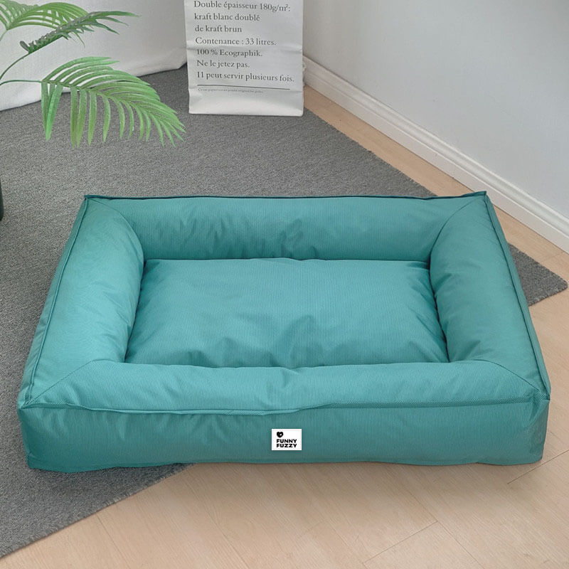 Raised-Edge Bolster Dog Bed with Joint-Relief Foam & Liquid-Proof Cover for Large Breeds