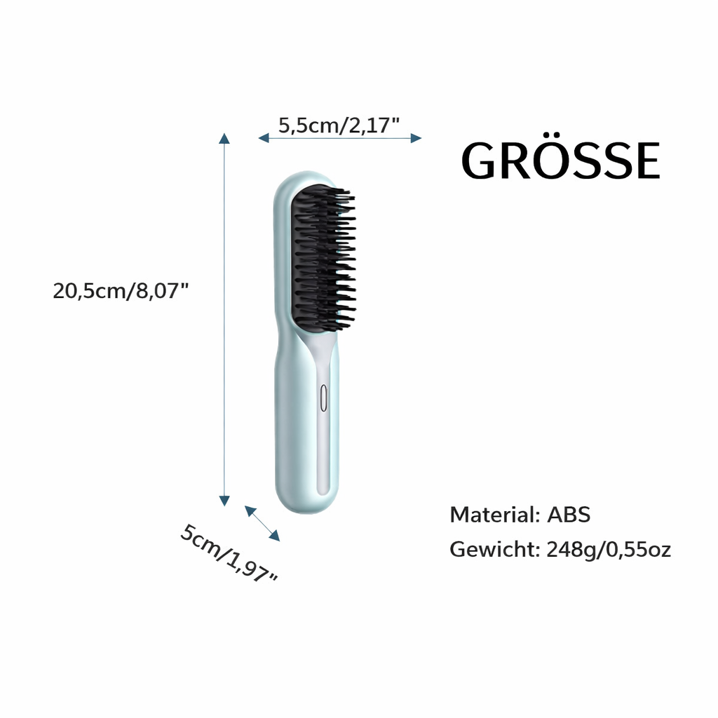 Rechargeable Cordless Hair Straightening Brush Heated Styling Tool Anti-Frizz Ionic Technology Travel-Friendly Portable Heat Brush for Smoot