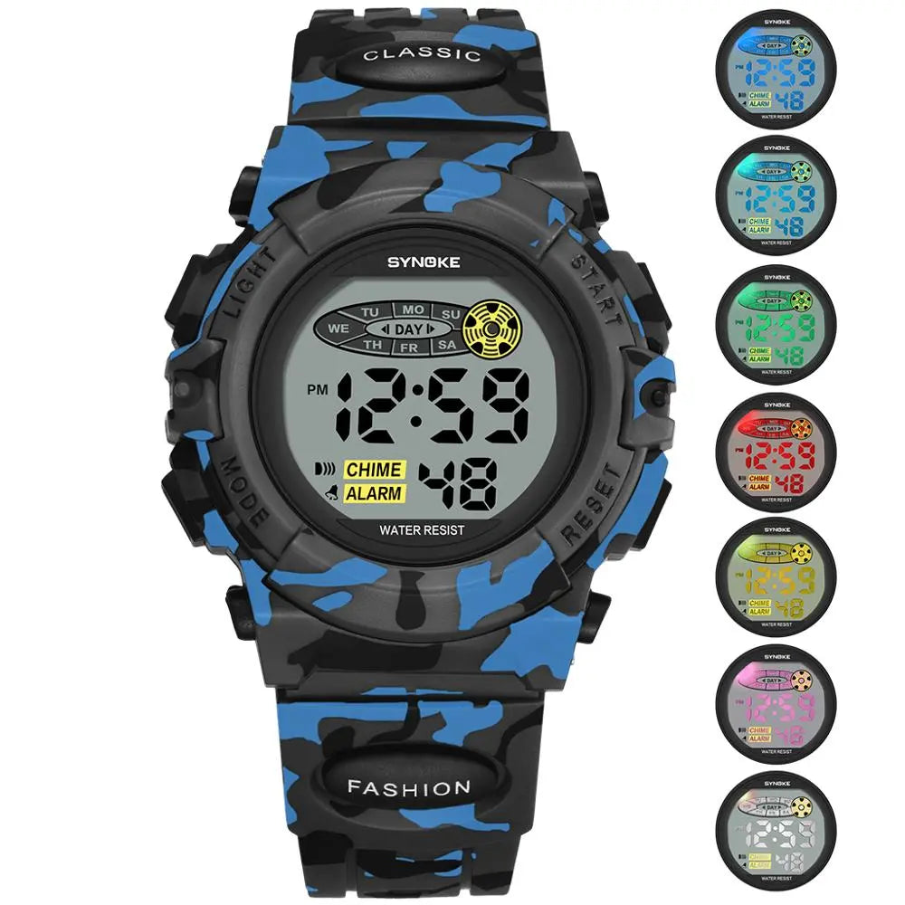 Kids Digital LED Sports Watch Waterproof Stopwatch Date Display Wristwatch for Boys Girls