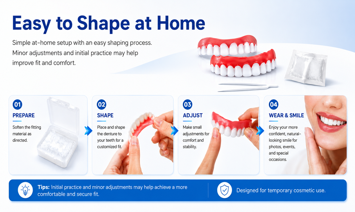 Boil-and-Bite Natural-Looking Denture Set (Upper & Lower)