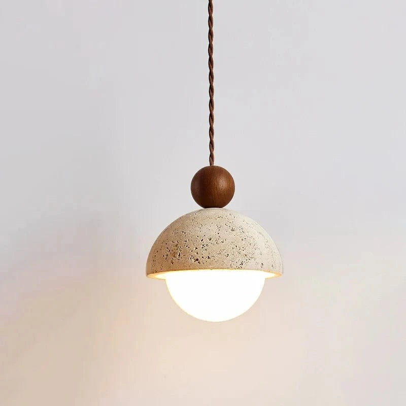Half-Round Pendant Lamp – Elegant Glass and Travertine Design for Modern Hanging Lights