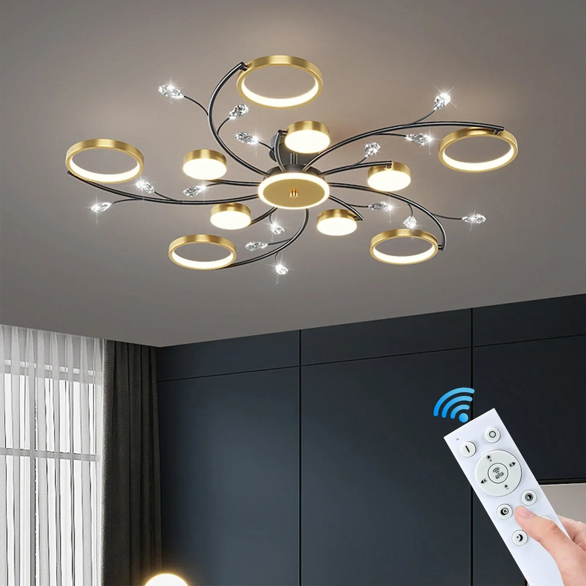 Dimmable LED Pendant Light with Remote Control for Living Room, Dining Room & Bedroom | Contemporary Metal Fixture | Adjustable Brightness