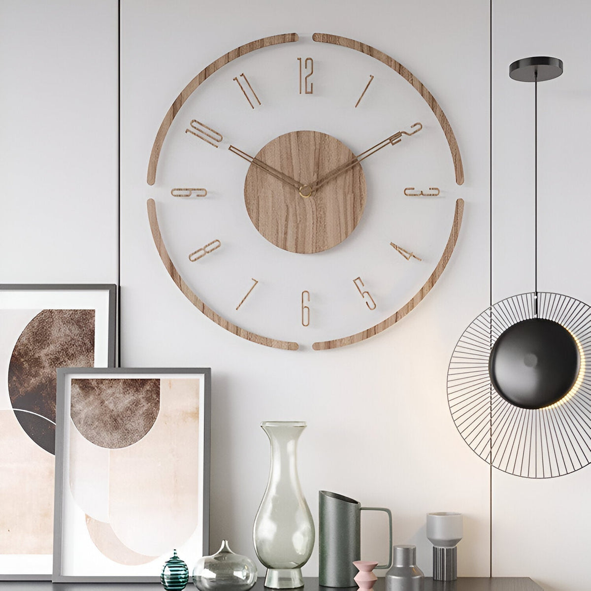 Silent Wall Clock with Wood and Acrylic Face – Modern Minimalist Timepiece for Living Room, Bedroom, Office
