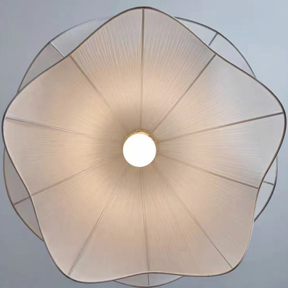 Layered Flower Ceiling Fixture White Fabric Metal Frame E27 Socket 24 in Diameter for Bedroom Living Room Dining Table Overhead Lighting Scu